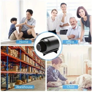 "Usage scenarios of the 1080P mini security camera: home, office, warehouse, and child monitoring"