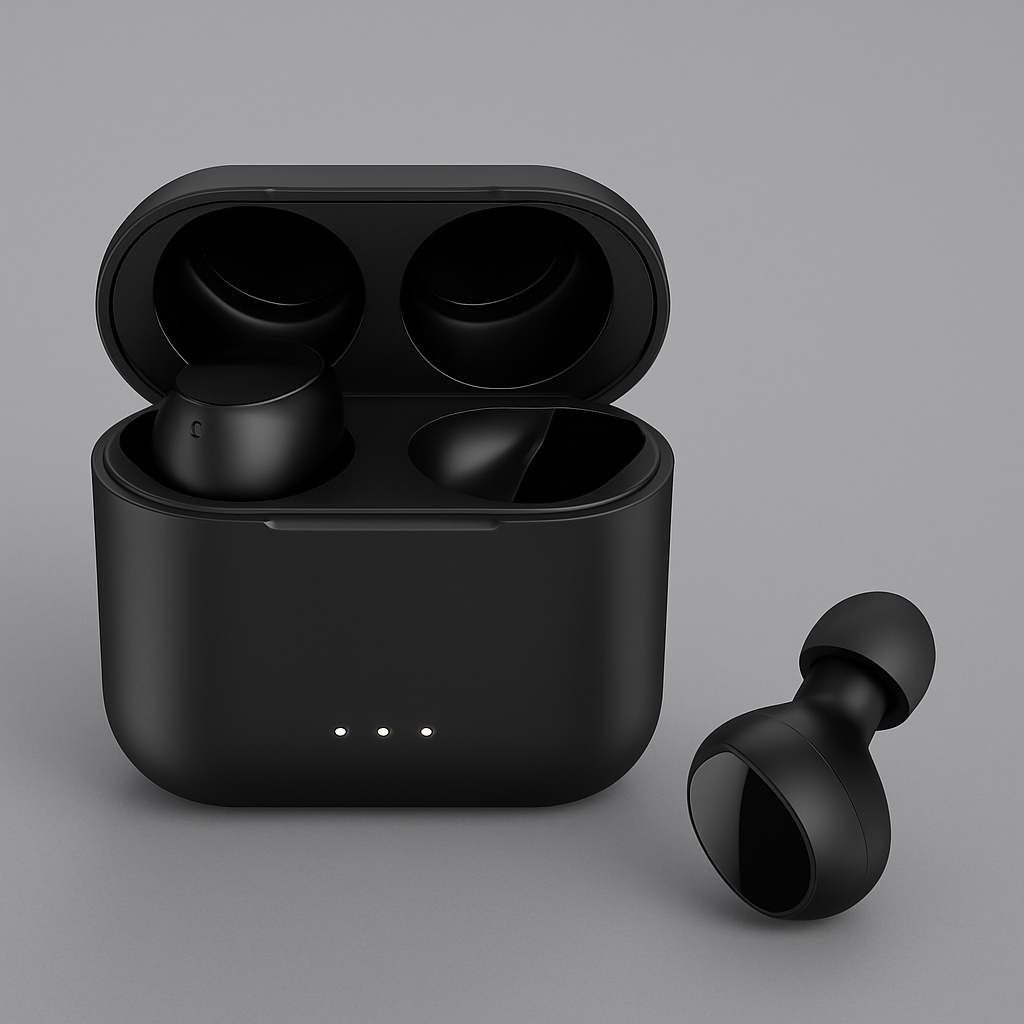 TOZO T6 budget wireless earbuds with compact charging case on a gray background, showing lightweight and waterproof design.