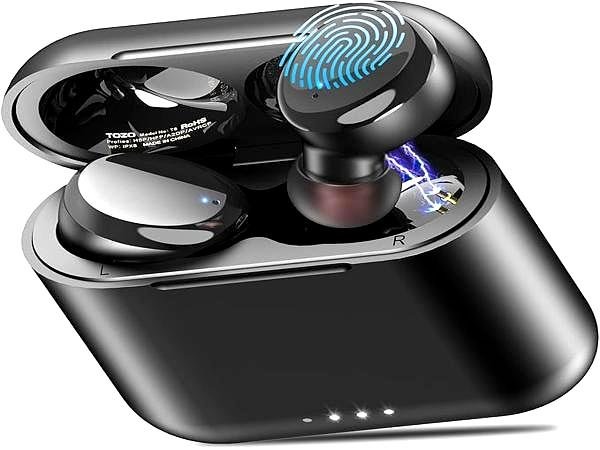 TOZO T6 budget wireless earbuds charging in a compact case.