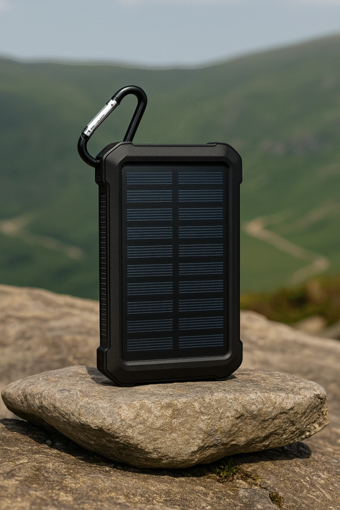 Portable solar charger used for travel and camping backup power